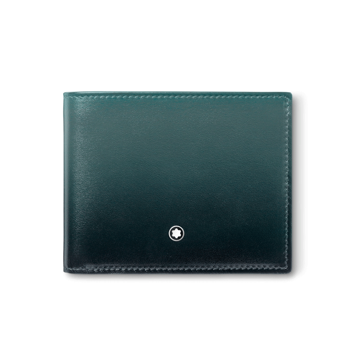 Montblanc's Meisterstück Sfumato British Green 6CC Wallet is made out of smooth green calfskin leather.