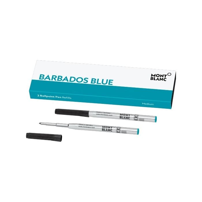 A single Barbados blue refill for Montblanc ballpoint pens.