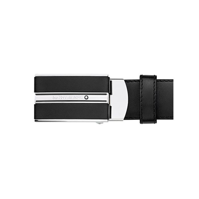 The Montblanc polished black leather belt in the classic line.