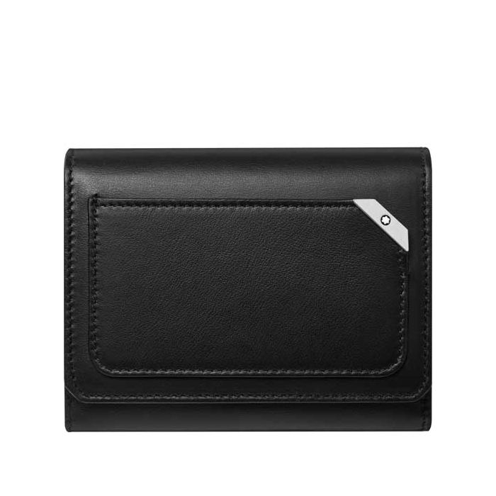 This is the Montblanc Black Meisterstück Urban Business Card Holder with Flap and Coin Pocket.