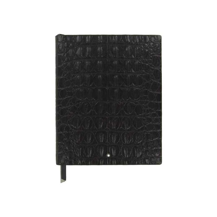 The Montblanc black notebook comes with a mock alligator-skin imprint.