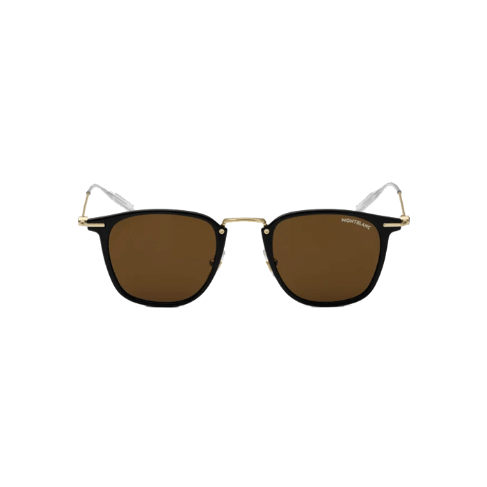 These Montblanc Black & Gold Round Sunglasses, Brown Tinted come in a leather case for protection.