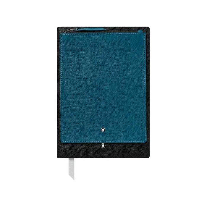 Montblanc Black Fine Stationery #146 Notebook with Petrol Blue Pocket.