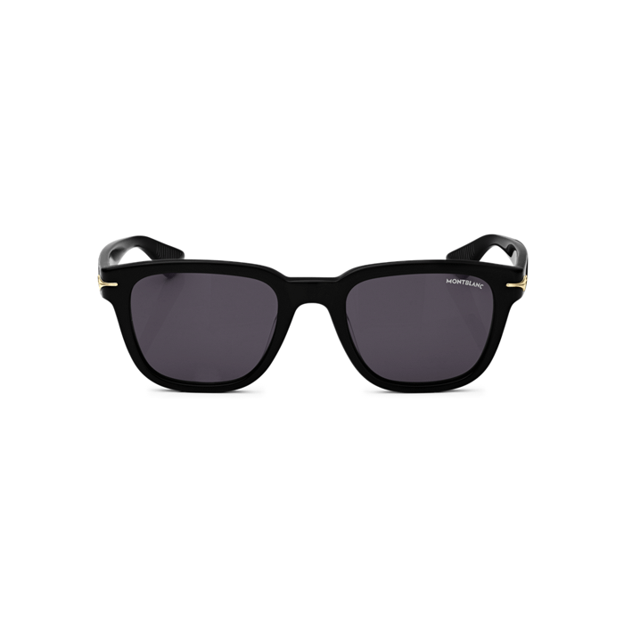 Montblanc's Squared Black Sunglasses with Acetate Frame have gold trims on the corners which are inspired by the writing instruments. 
