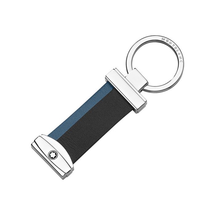 The Montblanc Meisterstück black and blue leather keyring.