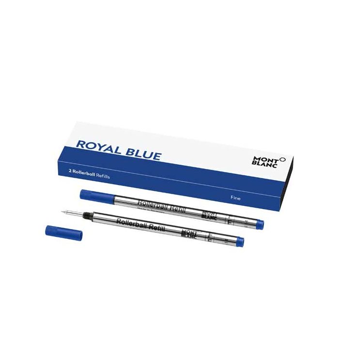 These are Montblanc's fine royal blue rollerball pen refills.
