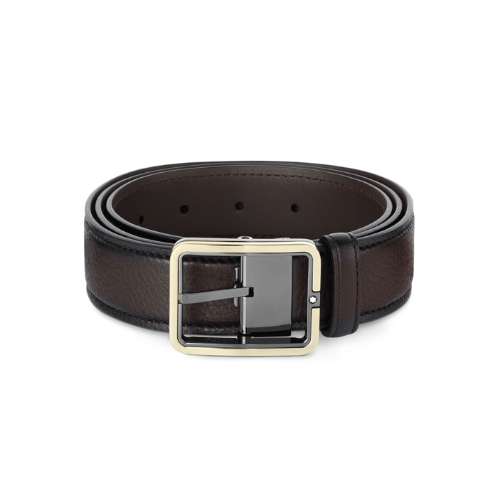 Montblanc's Brown Leather Sfumato Rectangular Pin Buckle Belt
