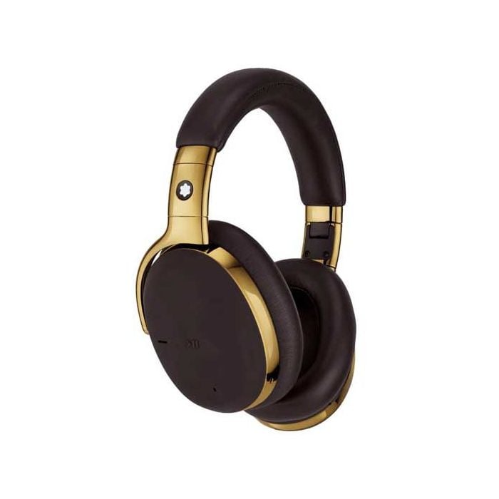 These are the Montblanc MB 01 Smart Travel Over-Ear Brown Headphones. 