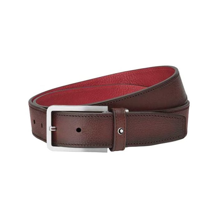 This is the Montblanc Matt Stainless Steel Reversible Leather Rectangular Pin Buckle Casual Line Belt.