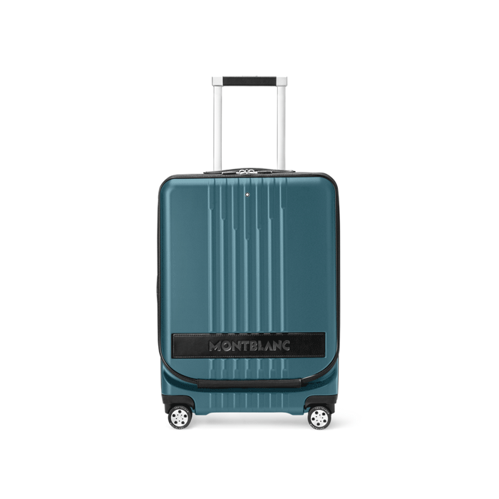 Montblanc's #MY4810 Cabin Trolley with Front Pockets in Ottanio comes with a luggage tag and leather patch that you are able to personalise. 