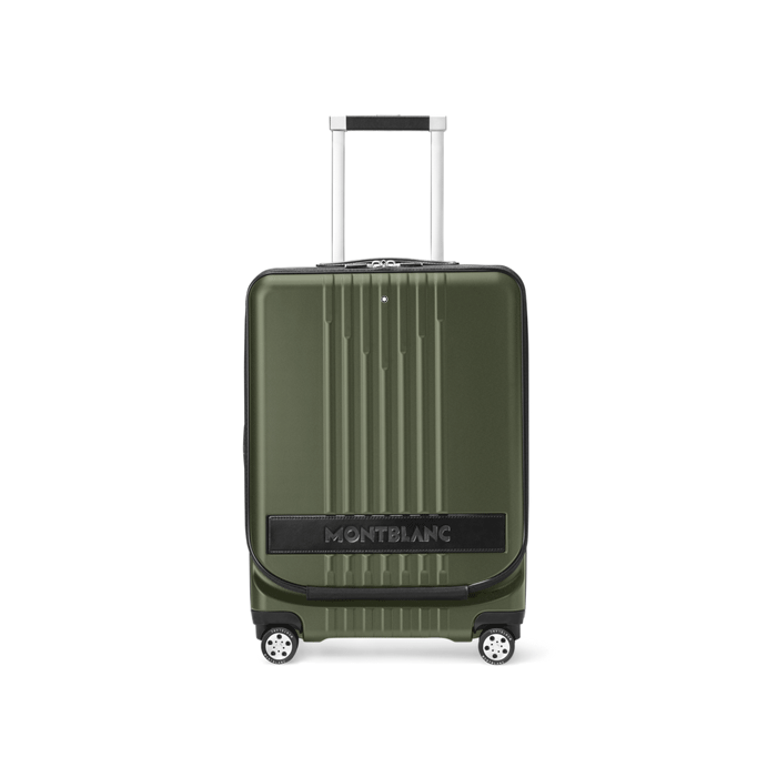 Montblanc's #MY4810 Cabin Trolley Clay with Front Pocket has a front zip pocket and a dual main compartment.