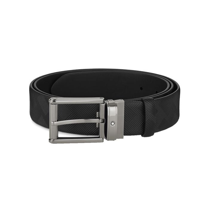 This Extreme 3.0 Rectangular Ruthenium Pin Buckle Black Reversible Belt was designed by Montblanc. 
