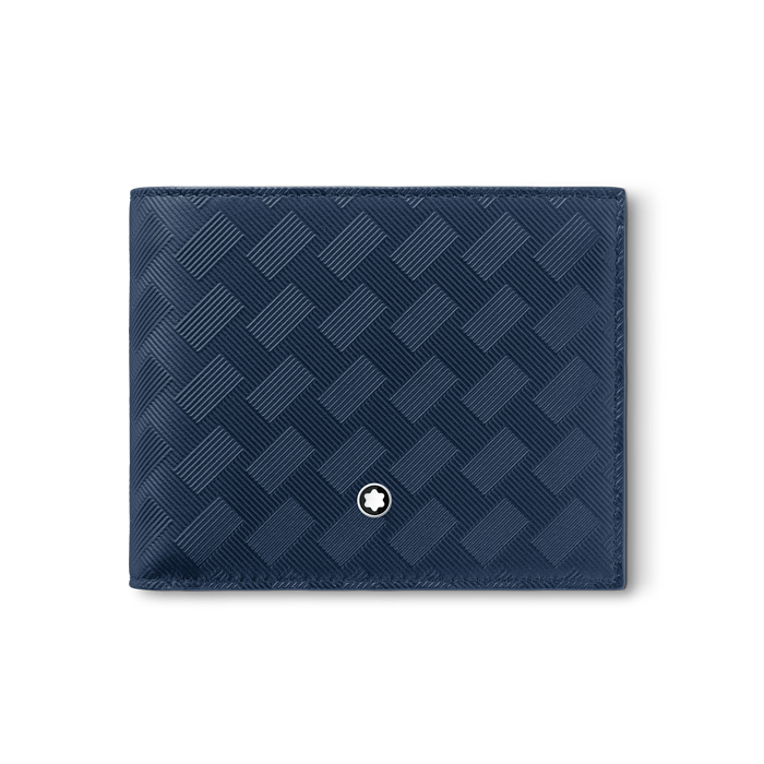 Montblanc's Extreme 3.0 Wallet 6CC Ink Blue Leather has a distinctive textured pattern on the leather.