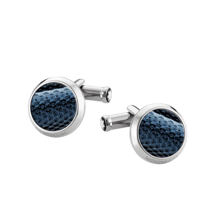 Montblanc Iconic Blue Lacquer Cufflinks for Men.
