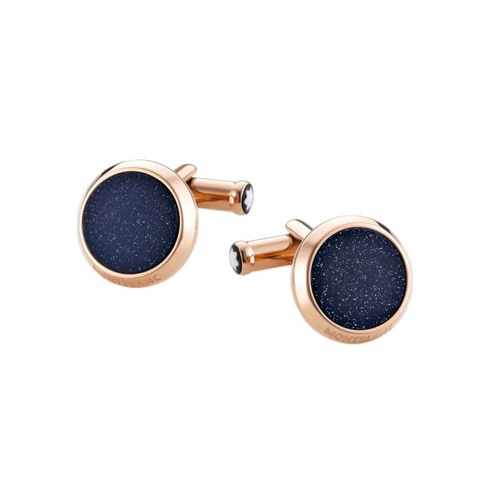 Montblanc Iconic Red Gold with glittery glass cufflinks front view.