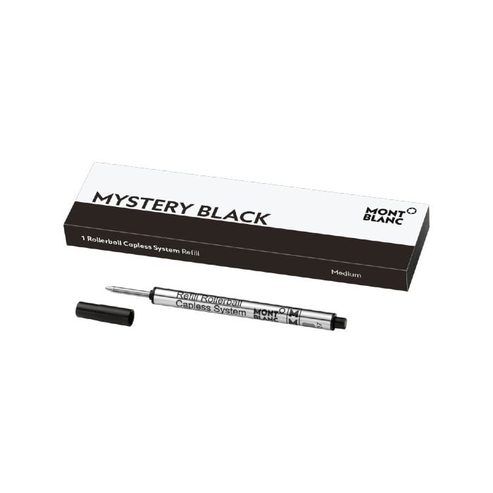 These are Montblanc's mystery black medium capless rollerball pen refills. 