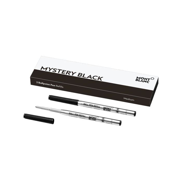 These Montblanc mystery black medium ballpoint refills come in a pack of 2