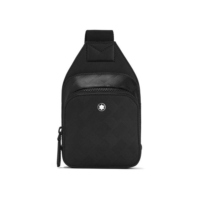 This Mini Sling Bag Extreme 3.0 Black by Montblanc has the textured Extreme 3.0 pattern on the leather. 