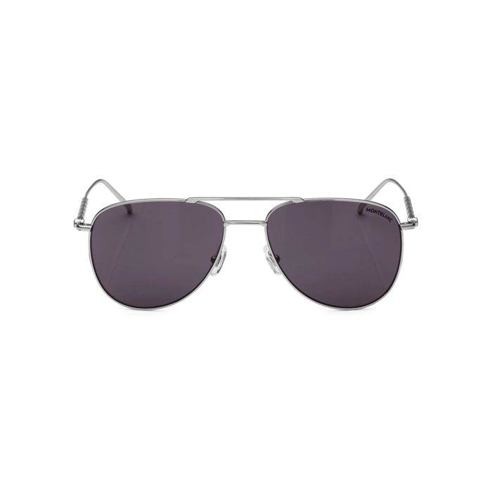 Montblanc's Squared Sunglasses with Silver Frame have a black tinted lens. 