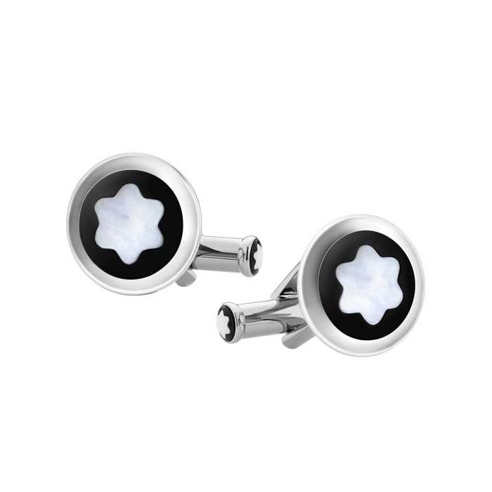 The Montblanc Black Mother of Pearl Inlay Star Cufflinks.