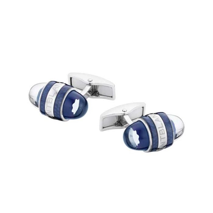 This is the Montblanc Blue Lacquer & Steel StarWalker Cufflinks.