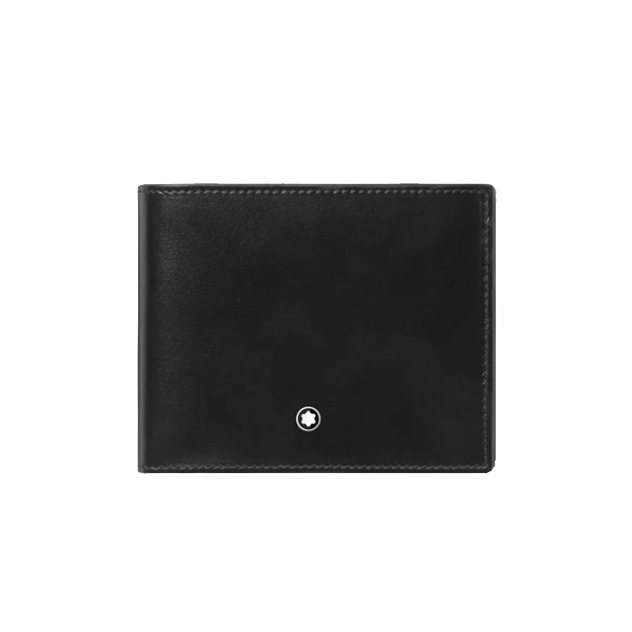 Montblanc's Meisterstück 4CC Wallet with Coin Case has the snowcap emblem on the front of the leather wallet.