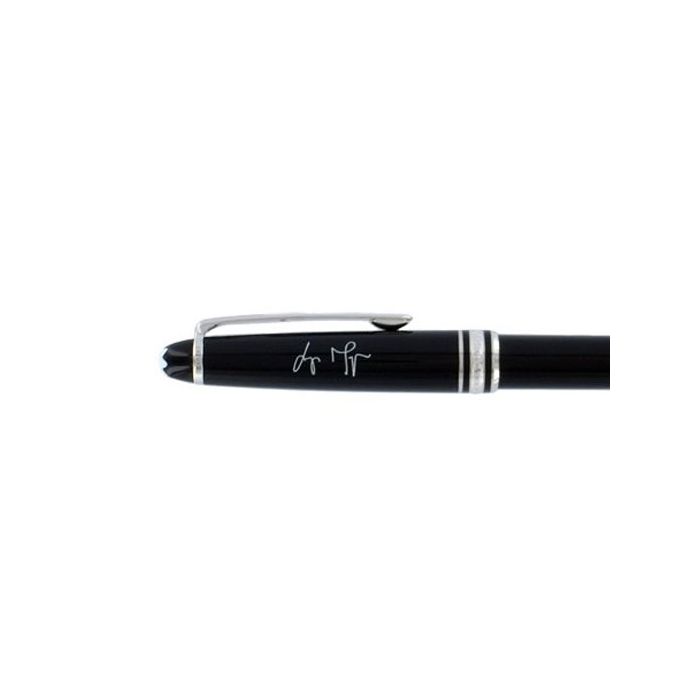 Signature engraving on the cap of a Montblanc ballpoint pen.