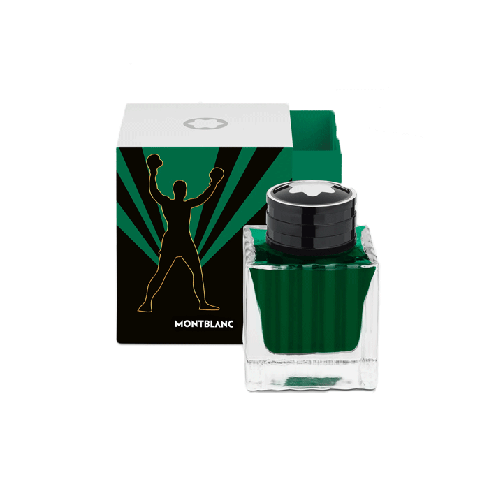This Great Characters Muhammad Ali Green Ink Bottle 50ml by Montblanc celebrates the heavy-weight boxing champion.
