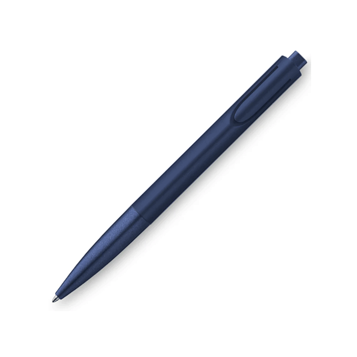 LAMY's Noto Deep Blue Special Edition Ballpoint Pen has a brushed matte barrel in dark blue with a slight sheen.