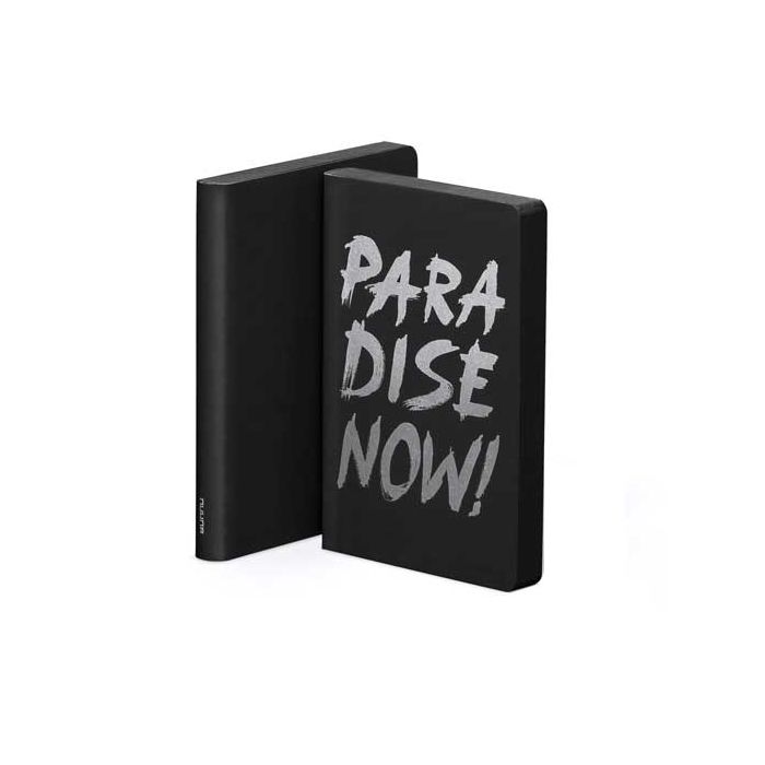 Graphic Leather Notebook By nuuna, Paradise Now, S Collection, Black & Silver.
