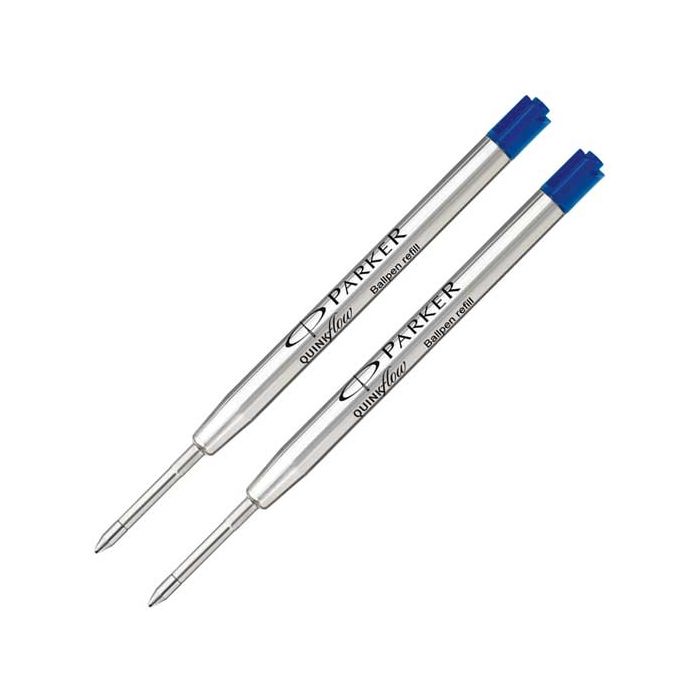 2 x Parker Quink Flow BallPoint Pen Refill Biro Medium Blue with 1MM Tip Size 