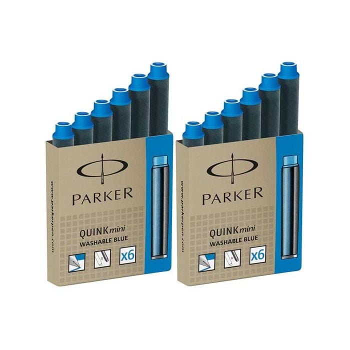 Parker Washable Blue Ink Cartridges 2 x Pack of 6.