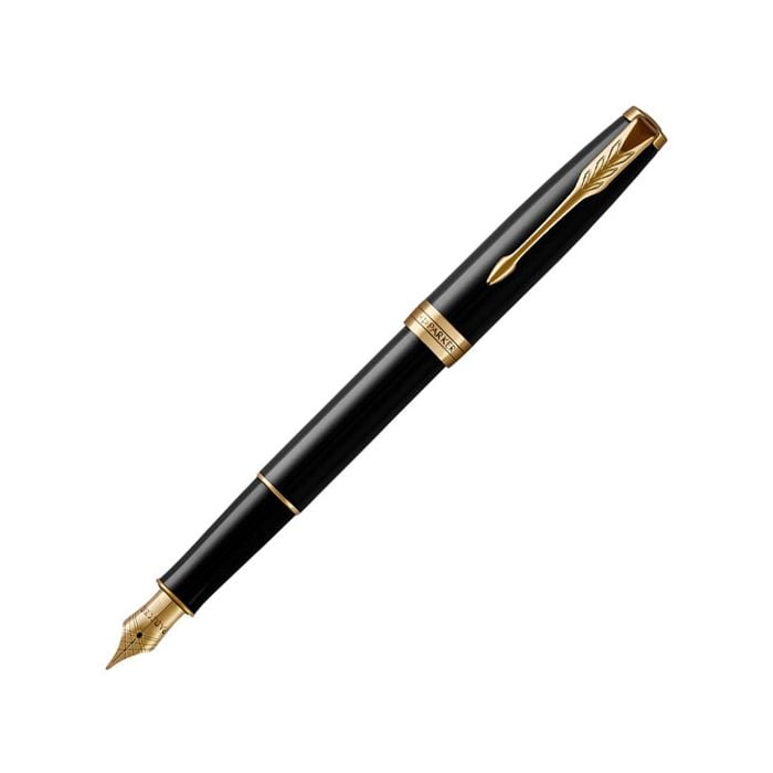 This Sonnet Black Lacquer & Gold Fountain Pen has been designed by Parker. 