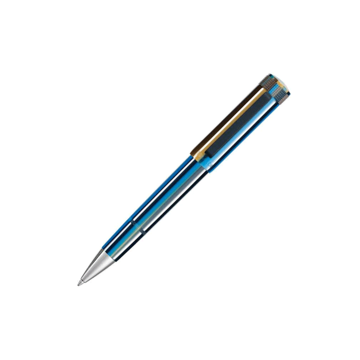 This TIBALDI Perfecta Baiadera Blue Ballpoint Pen is made with resin with a stainless steel nib and rubber clip. 