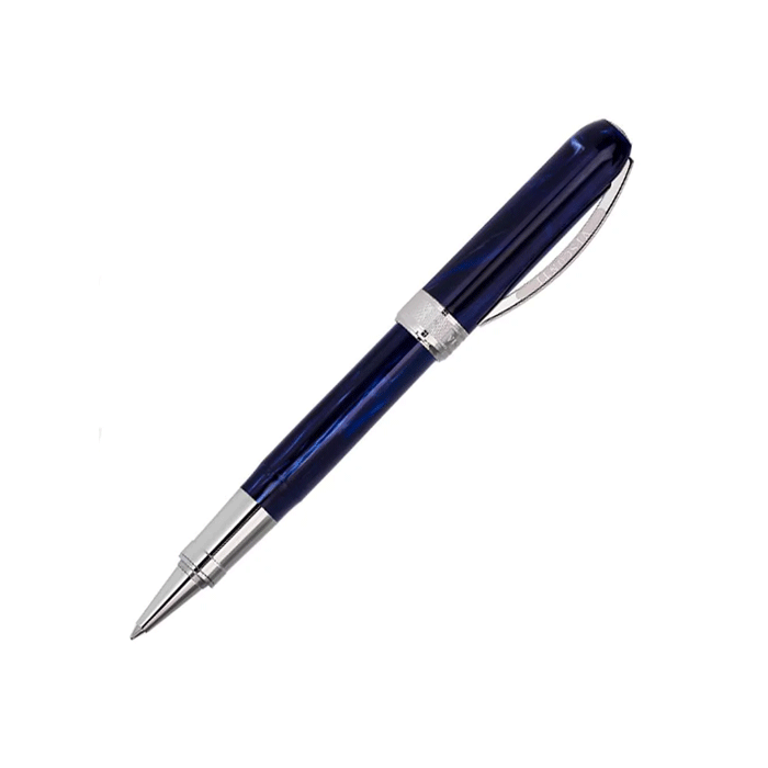 Visconti's Rembrandt Blue Palladium Rollerball Pen is made with resin and palladium. 