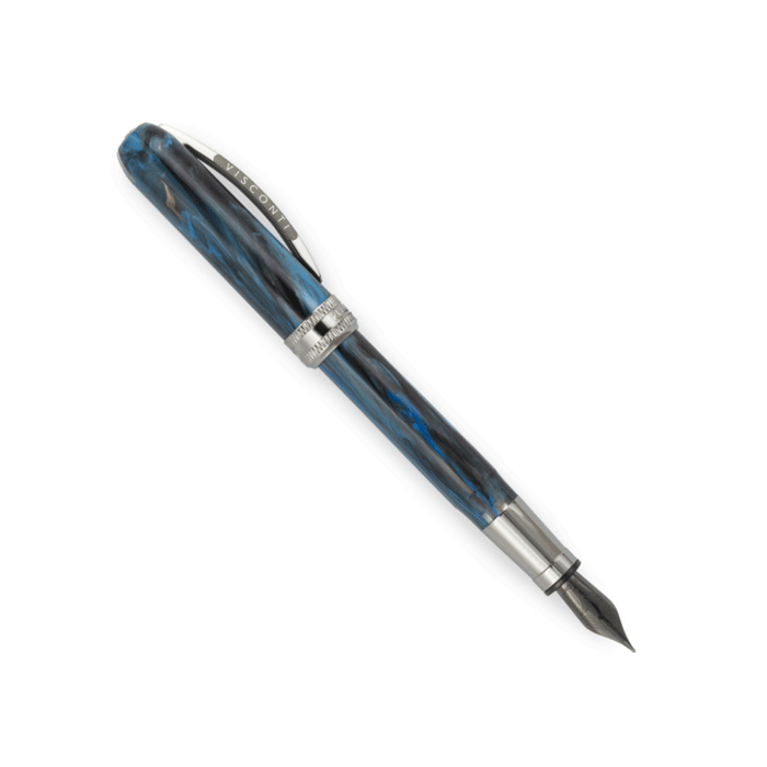 This Visconti Rembrandt-S Blue Fountain Pen has been made with acrylic resin and ruthenium trims. 