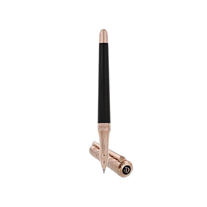 This Black Lacquer & Pink Gold Liberté Ballpoint Pen is designed by S.T. Dupont Paris. 