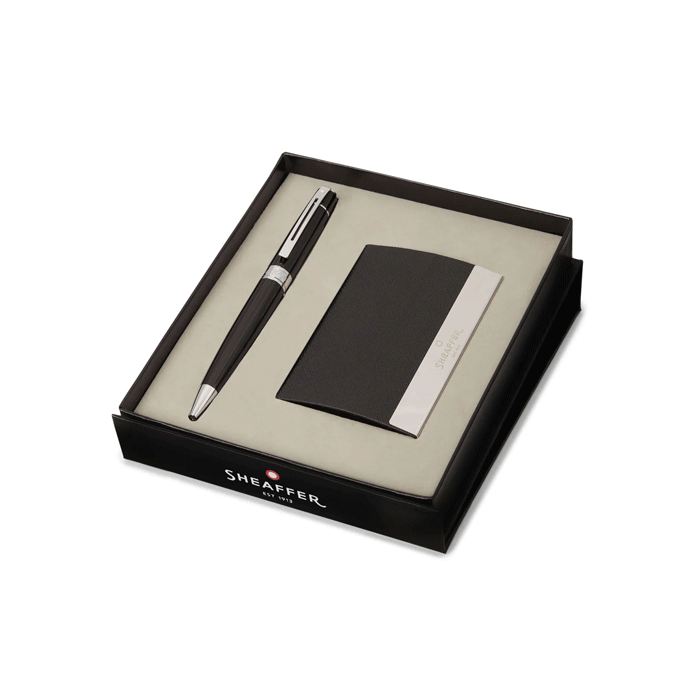 This Sheaffer 300 Gloss Black Ballpoint Pen & Card Holder Set is a great gift for Christmas. 