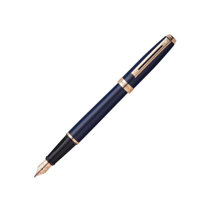 Sheaffer Prelude Blue Lacquer Fountain Pen with Rose Gold Trim