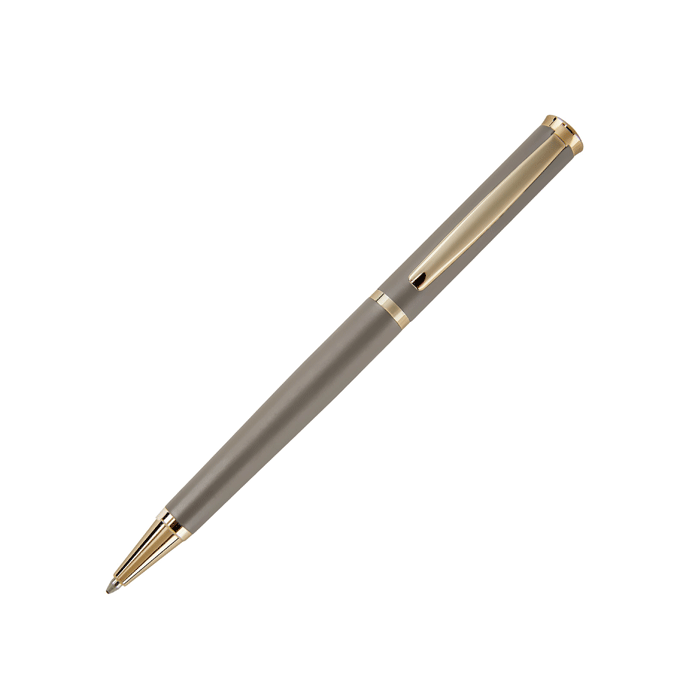Triga Matte Taupe & Gold Ballpoint Pen by Hugo Boss with a polished gold trim. 