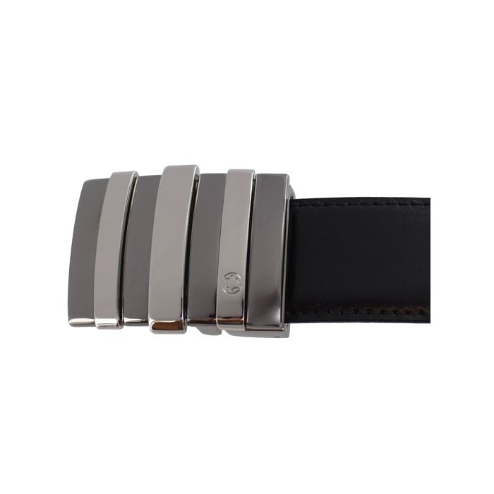 The Montblanc Vertical Geometric Box Buckle Leather Belt Reversible