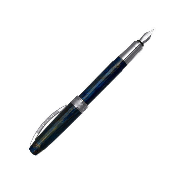 This Van Gogh Starry Night Fountain Pen by Visconti has polished chrome trims and features the bridge clip which is inspired by the Ponte Vecchio in Florence.