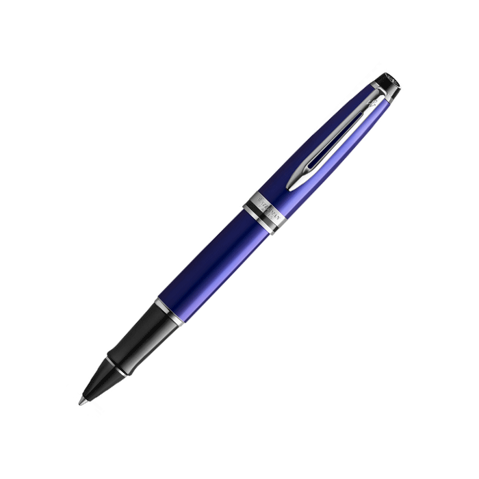 Expert 3 Navy Blue Chrome Trim Rollerball Pen by Waterman