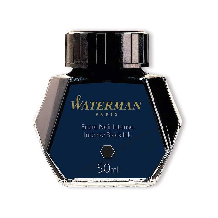 Waterman, 50ml Permanent Black, Bottled Ink. Ideal for refilling your favourite fountain pen or for calligraphy, quick-drying technology to ensure no smudging.