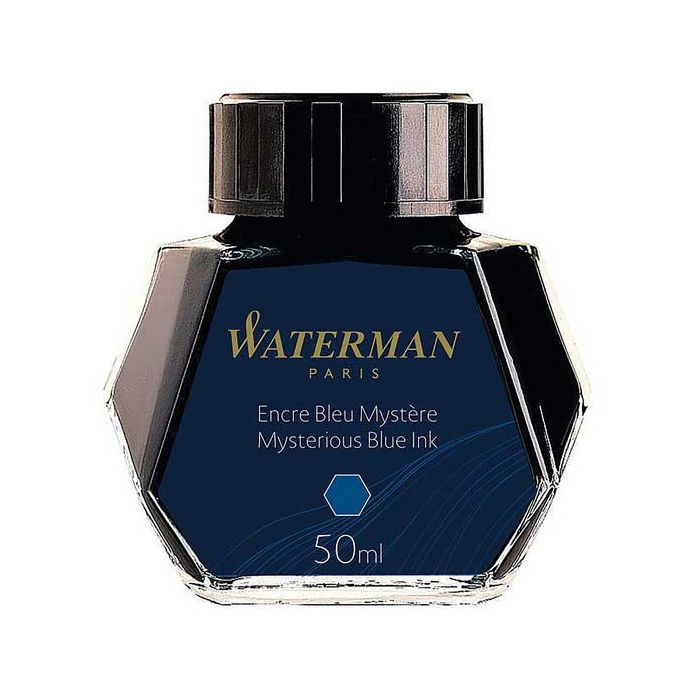 Waterman, 50ml Mysterious Blue, Ink Bottle Refill, ideal for filling the Waterman cartridge converter or for calligraphy. 