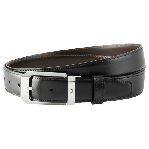 Black Smooth Leather Reversible Belt