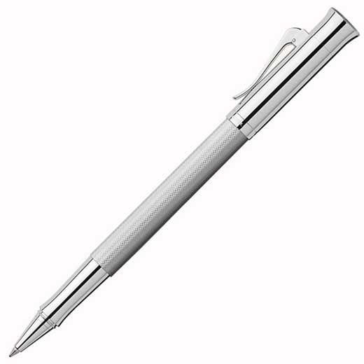 Rhodium-Plated Guilloche Rollerball Pen