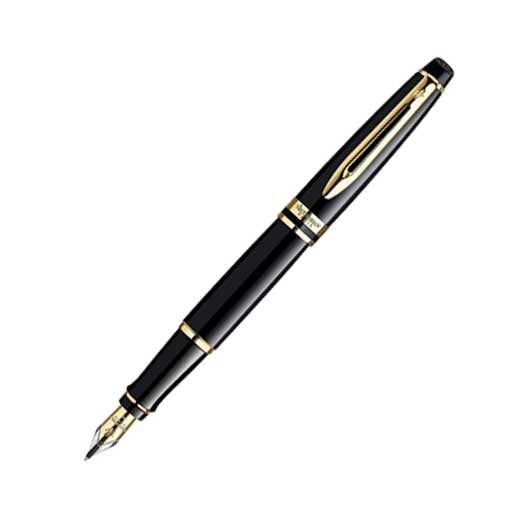 Expert, Black Lacquer with Gold Trim Fountain Pen