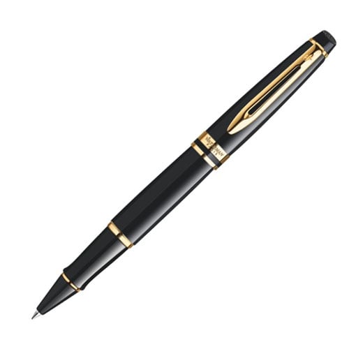Expert, Black Lacquer with Gold Trim Rollerball Pen