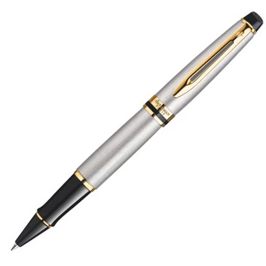 Expert, Stainless Steel with Gold Trim Rollerball Pen